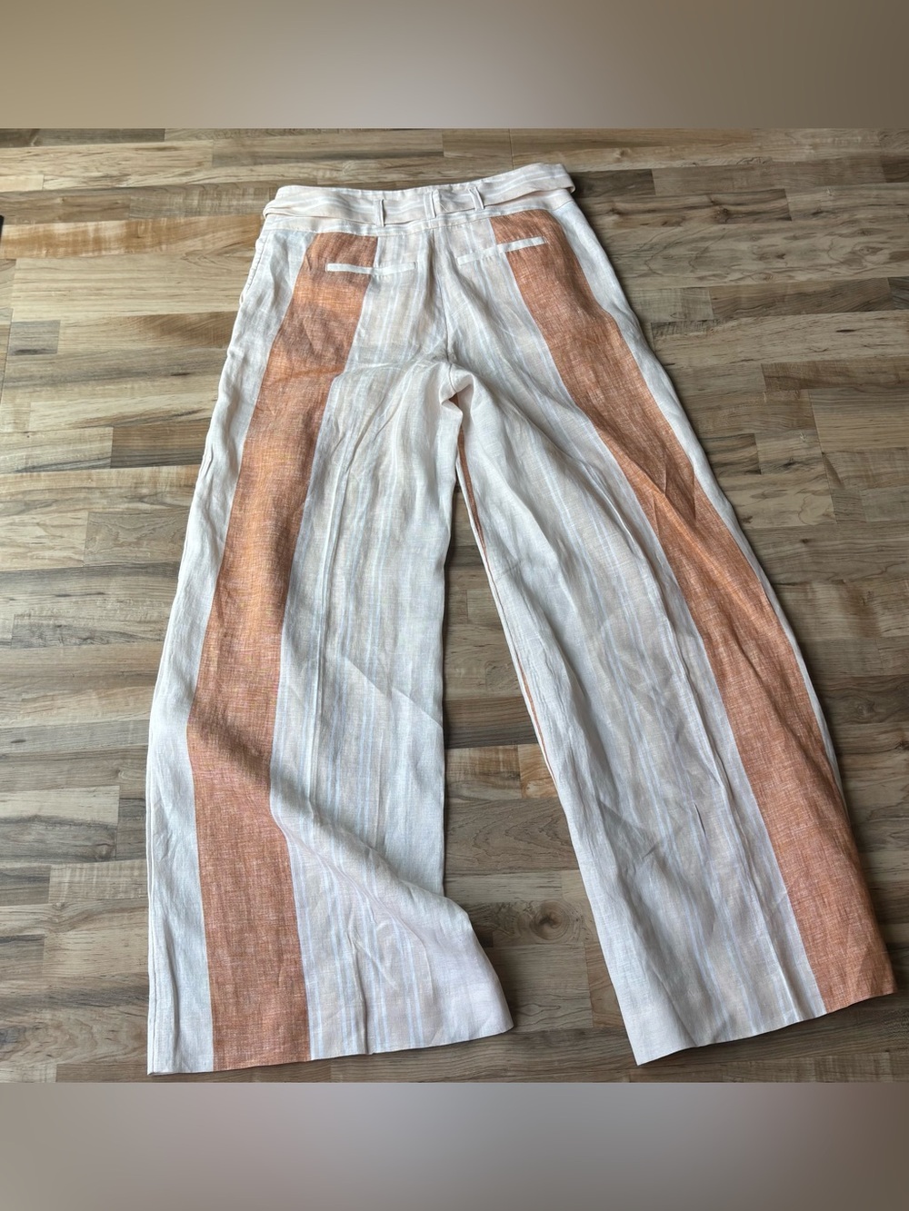 Ett:twa Anthropologie Striped Linen Wide Leg Pants Tie Waist Coastal Beachy sz 0 - Picture 3 of 13